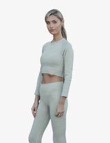 Guru Muscle Sand Seamless Long Sleeve Crop, view 3