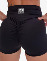 Guru Muscle Scrunch Bum Shorts | High Waist | Black, view 4
