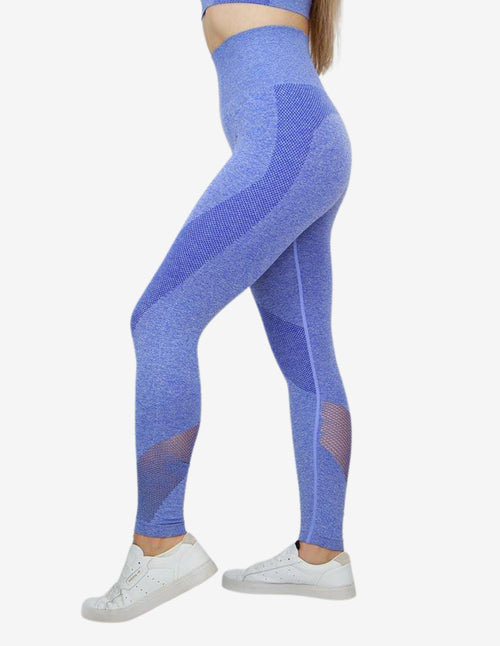 Guru Muscle Seamless High Waisted Leggings Blue