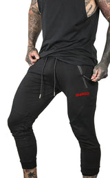 Guru Muscle SHRDD Tapered joggers -Black/Red, view 4