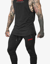 Guru Muscle SHRDD Tapered joggers -Black/Red, view 5