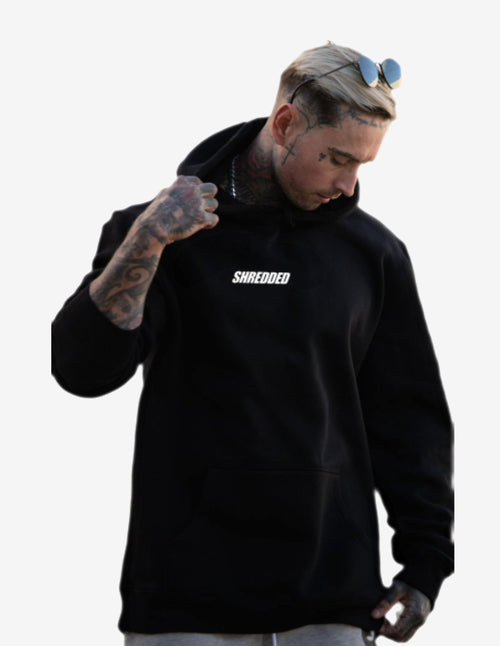Guru Muscle Shredded Hoodie - Black / White