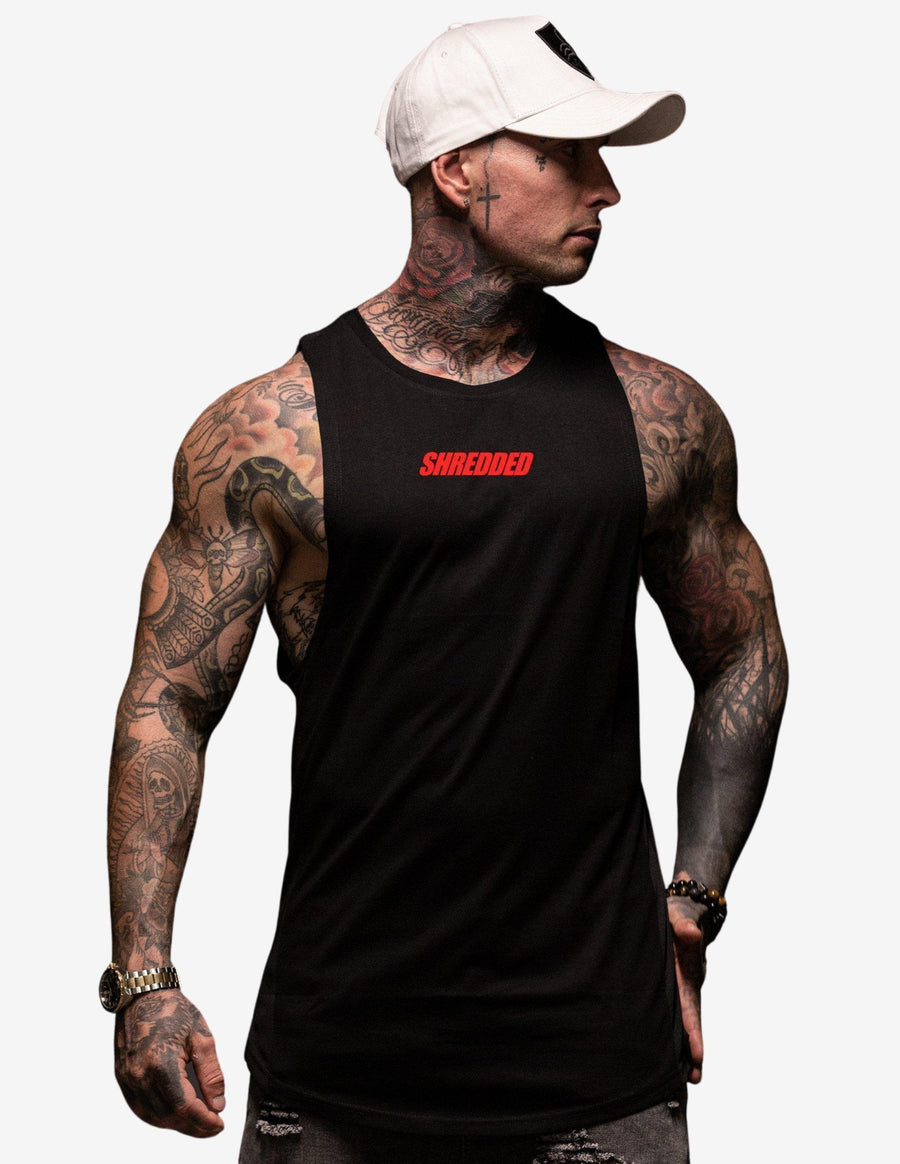 Guru Muscle SHREDDED HYBRID TANK Black / Red