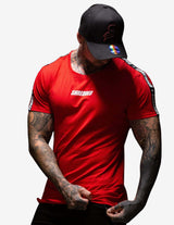 Guru Muscle Shredded Men's Muscle Tee Red, view 3