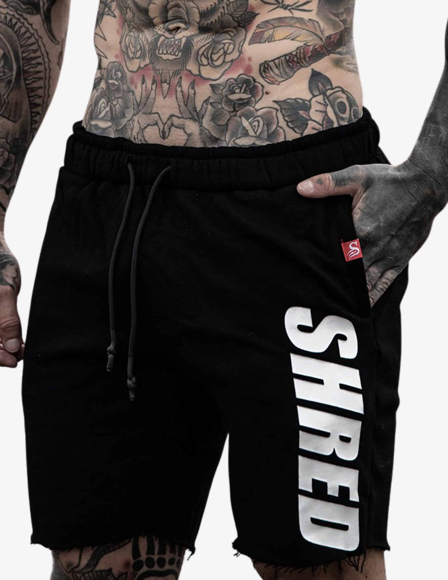 Guru Muscle SHREDDED - Raw Fleece Shorts - Black