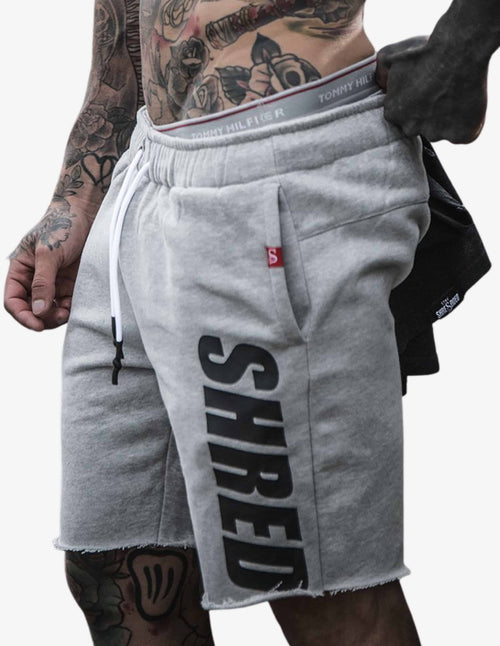 Guru Muscle SHREDDED - Raw Fleece Shorts - Grey