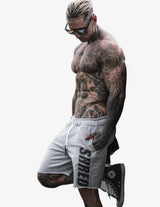 Guru Muscle SHREDDED - Raw Fleece Shorts - Grey, view 3
