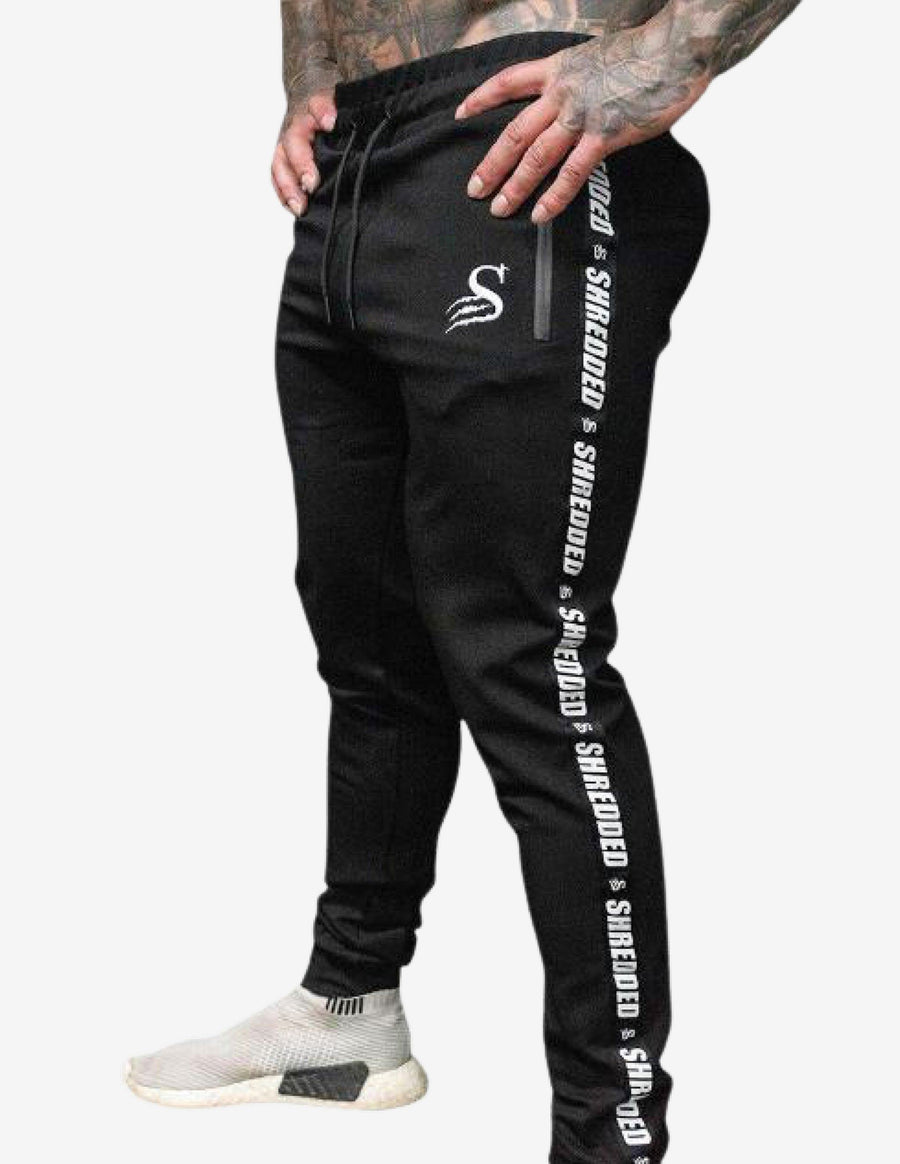 Guru Muscle Shredded Taped Gym Joggers - Black
