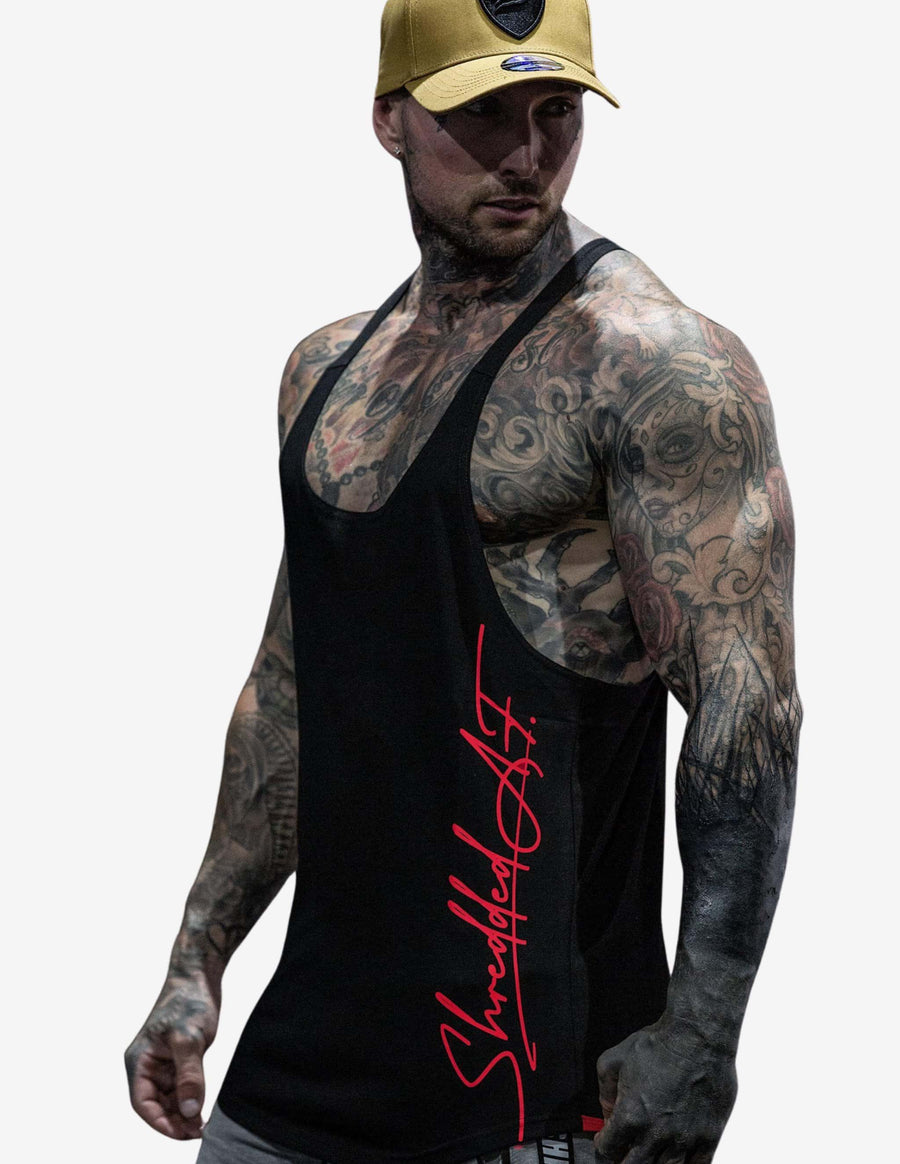 Guru Muscle Signature T-BACK singlet Black/Red