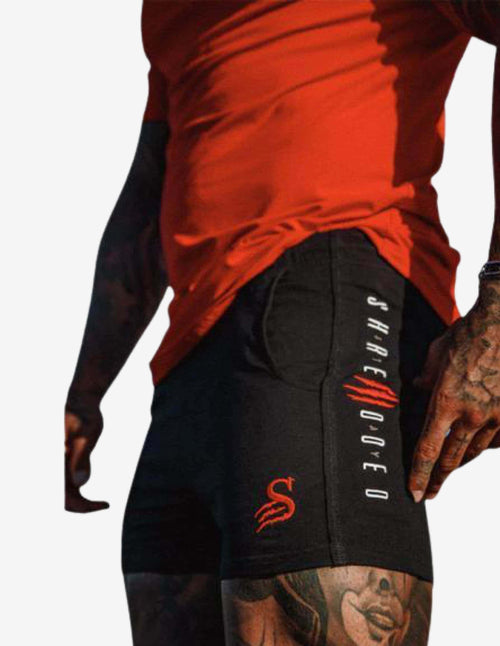 Guru Muscle SLASH - LIFT SHORTS  BLACK / RED