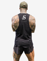 Guru Muscle Slash Muscle Tank top gym Singlet - Black, view 2