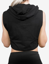 Guru Muscle SUMMUS HOODED CROP TANK – Black, view 2