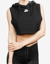 Guru Muscle SUMMUS HOODED CROP TANK – Black, view 3