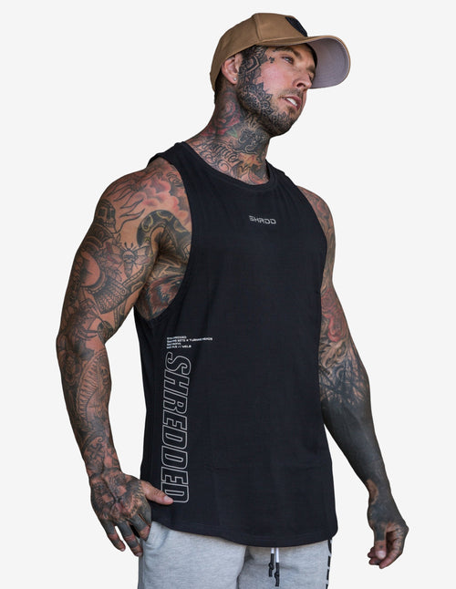 Guru Muscle Surge Reflective Longline Tank Black