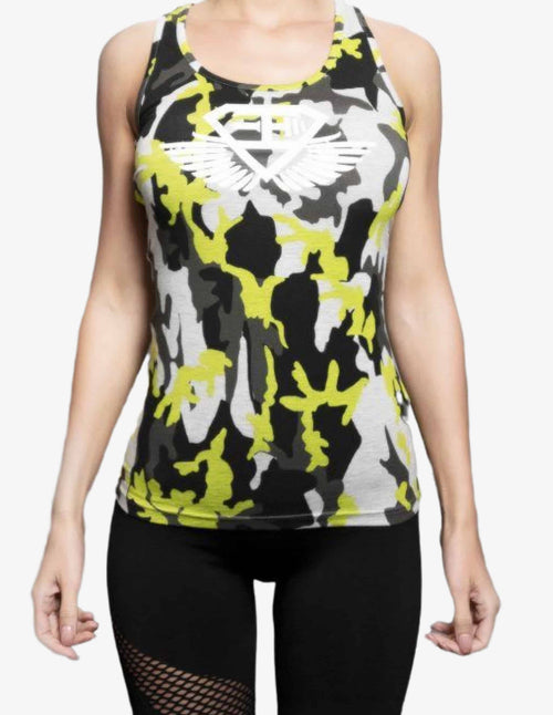 Guru Muscle Women’s XA1 Tank – Lime Light Camo