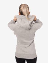Guru Muscle WOMEN'S CREST HOODIE LIGHT GREY MARL, view 2
