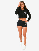 Guru Muscle Women's Cropped Gym Hoodie | Black, view 3