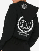 Guru Muscle Women's Cropped Gym Hoodie | Black, view 4