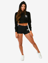 Guru Muscle Women's Cropped Gym Hoodie | Black, view 6