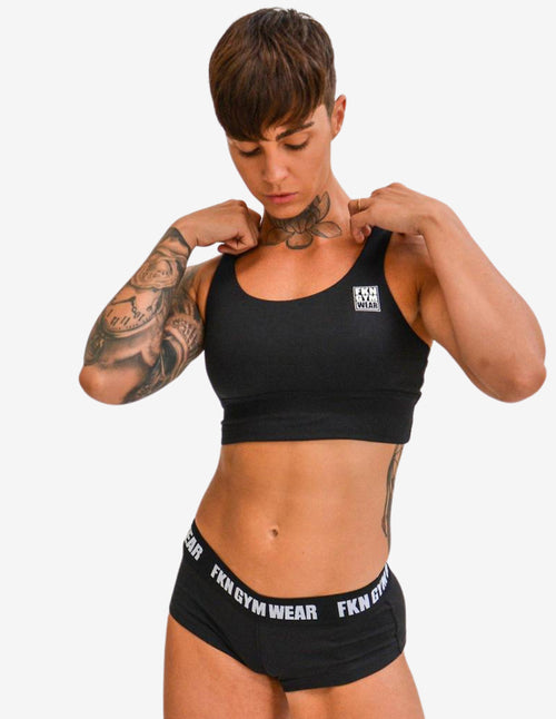 Guru Muscle WOMEN'S GYM CROP TOP | STRAPPED BLACK