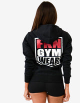 Guru Muscle Women's Gym Hoodie | Zip-Up | Black, view 2