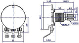 A250K Brass Split Shaft Volume Potentiometer--Guyker, view 4