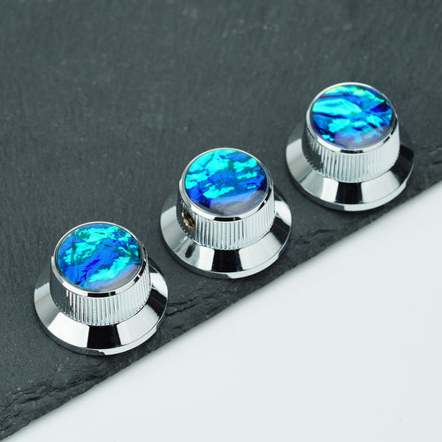 Guyker CKB019B Aluminum 6.3mm Control Knobs 3PC with Pattern Top for Electric Guitar & Bass