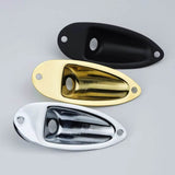 Guyker 1 Piece Oval Curved Metal Jack Plate Jackplate Chrome/ Smoke Gray for Electric Guitar Bass, view 4
