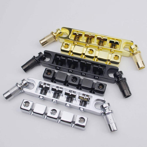 Guyker Bass Guitar Bridge 4-String Zinc Alloy Adjustable Saddles BS004