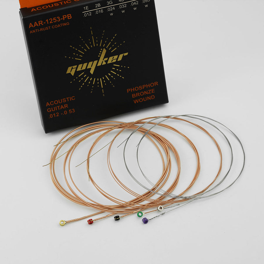 Guyker AAR-1253-PB Phosphor Bronze Acoustic Guitar Strings .012-.053 with Anti-Rust Coating