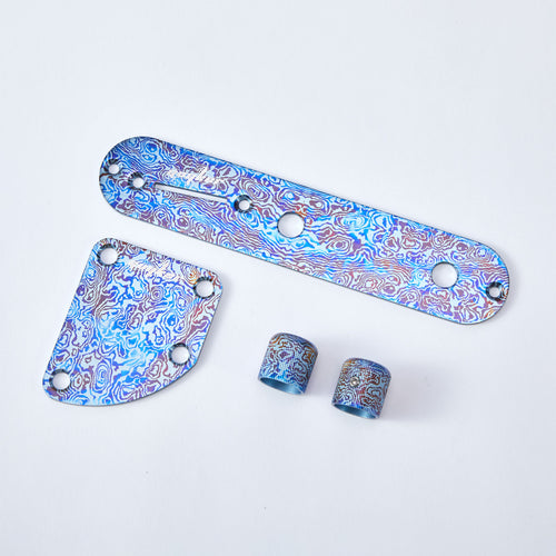 GUYKER Electric Guitar Titanium Alloy Control Plate Knob Mechanical Pattern for FD TL Parts Replacement