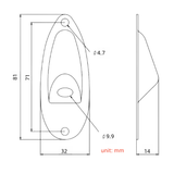 Guyker GJ008 + GJ007 Metal Jack Plate Oval Boat Style for Electric Guitar & Bass, view 4