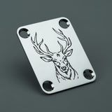 Guyker GN003 Stainless Steel Deer 4-Hole Neck Plate for Electric Guitar, view 2