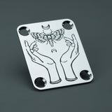 Guyker GN004 Stainless Steel Moonlit Moth Hands 4-Hole Neck Plate for Electric Guitar, view 2