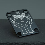Guyker GN004 Stainless Steel Moonlit Moth Hands 4-Hole Neck Plate for Electric Guitar, view 3