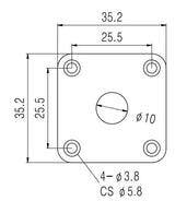 Guyker GJ011 Square Curved Output Jack Plate with 4-Hole Mounting, view 4