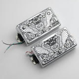 Guyker HBA5-PC005 Double-Coil Humbucker Pickup Set with Owl Wings Engraved Metal Covers for Electric Guitar, view 2