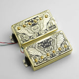 Guyker HBA5-PC005 Double-Coil Humbucker Pickup Set with Owl Wings Engraved Metal Covers for Electric Guitar, view 3