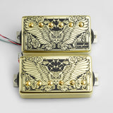 Guyker HBA5-PC005 Double-Coil Humbucker Pickup Set with Owl Wings Engraved Metal Covers for Electric Guitar, view 4