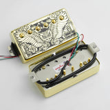 Guyker HBA5-PC005 Double-Coil Humbucker Pickup Set with Owl Wings Engraved Metal Covers for Electric Guitar, view 5