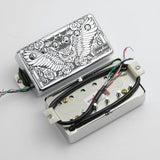 Guyker HBA5-PC005 Double-Coil Humbucker Pickup Set with Owl Wings Engraved Metal Covers for Electric Guitar, view 6