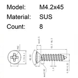 Guyker Stainless Steel Mounting Screws M4.2x45 for Pickups & Selector Switches, view 5