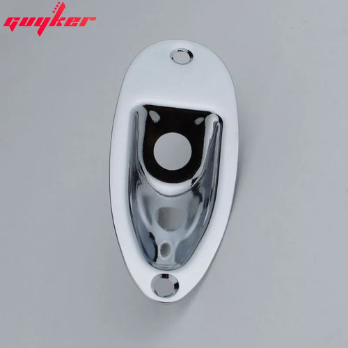 Ready to Ship (US) | Guyker 1 Piece Oval Curved Metal Jack Plate Jackplate Chrome/ Smoke Gray for Electric Guitar Bass