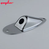 Ready to Ship (US) | Guyker 1 Piece Oval Curved Metal Jack Plate Jackplate Chrome/ Smoke Gray for Electric Guitar Bass, view 3