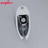 Ready to Ship (US) | Guyker 1 Piece Oval Curved Metal Jack Plate Jackplate Chrome/ Smoke Gray for Electric Guitar Bass, view 4
