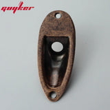 Ready to Ship (US) | Guyker 1 Piece Oval Curved Metal Jack Plate Jackplate Chrome/ Smoke Gray for Electric Guitar Bass, view 5