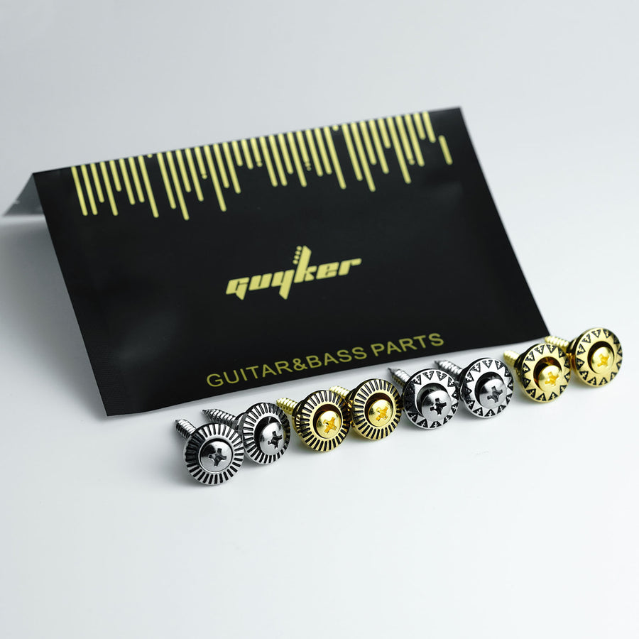 Ready to Ship (US) |Guyker GE003 Vintage Strap Buttons Engraved Alloy Strap Lock Set for Guitar & Bass