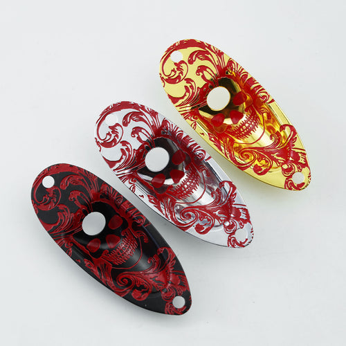 Ready to Ship (US) | Guyker Guitar Output Jack Plate Engraved Skull Design with Electroplated Finish GJ-006