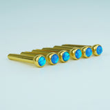 Ready to Ship (US) |Guyker GX-004 Acoustic Guitar Bridge Pins with Blue Sparkle Diamond Fragments, view 3