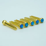 Ready to Ship (US) |Guyker GX-004 Acoustic Guitar Bridge Pins with Blue Sparkle Diamond Fragments, view 4